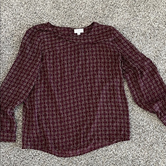 LOFT Burgundy Geometric Women's Blouse - Picture 1 of 2